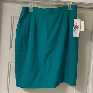 NWT Isaac Hazan knee-length teal skirt size 16